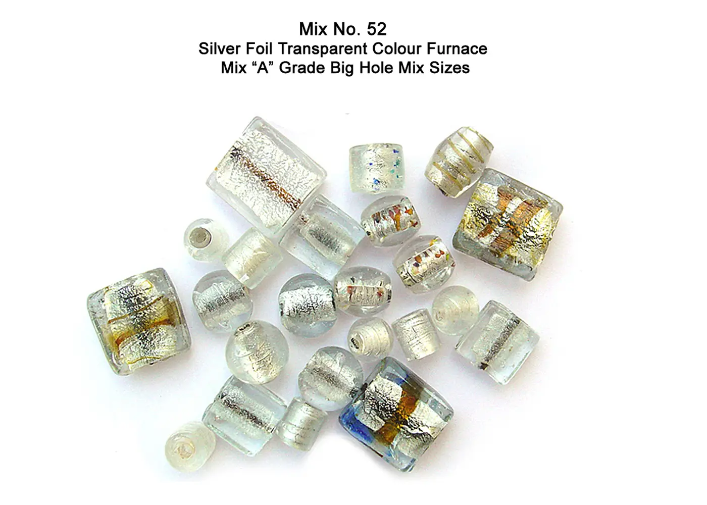 Silver Foil Transparent Color Furnace Mix "A" Grade Big Hole mix sizes
